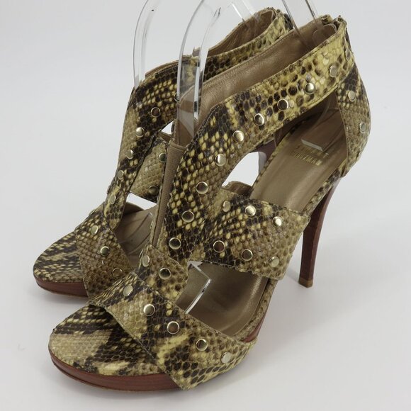Stuart Weitzman Women 9 M AIRFORCE Roccia Serpent Snakeskin Studded Heels Y2K - Picture 13 of 13